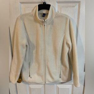 -‎ Women’s Karen Scott white zip up fleece coat size medium
